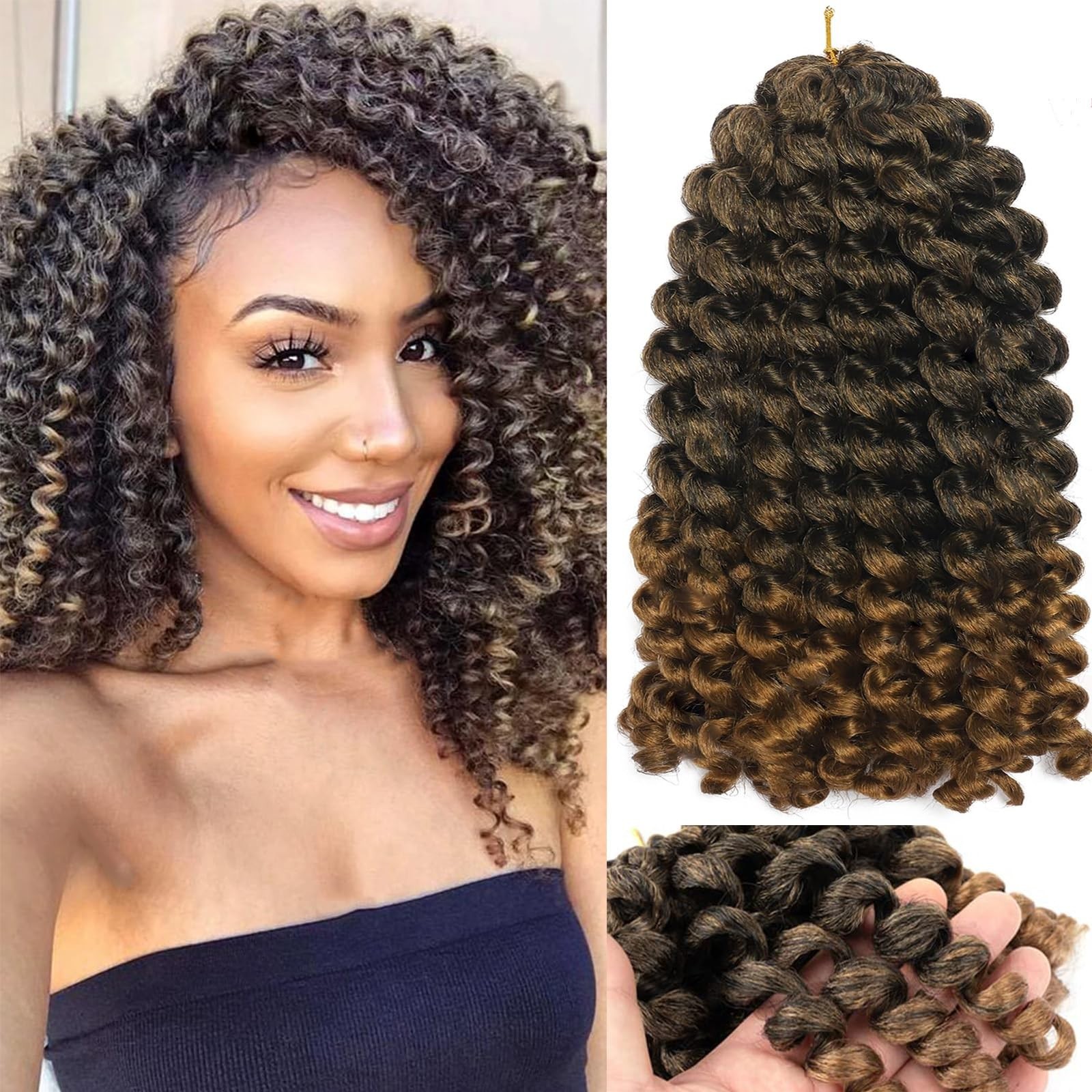 CLIONE 12 Inch 5 Pcs Wand Curl Crochet Hair, Jamaican Bounce, Synthetic Curly…