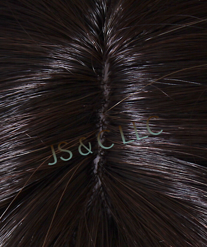Long Wavy Brown auburn mixed Human Hair Blend Full Wig Heat OK Bangs FBW 7002