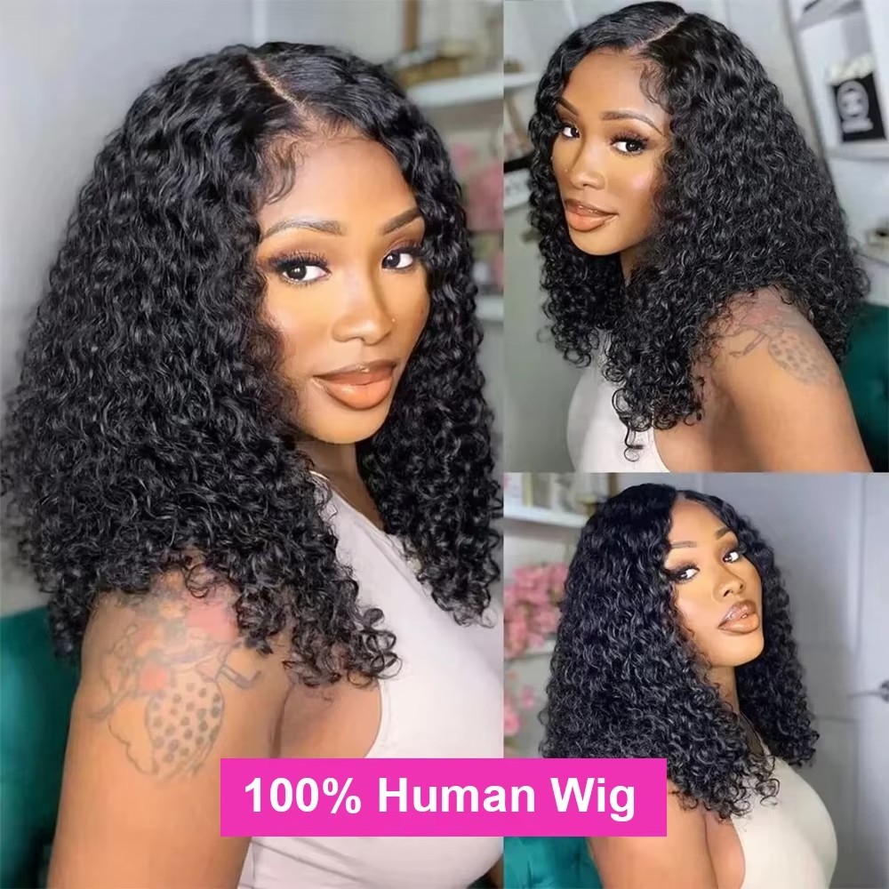 Brazilian Curly Short Bob 13×4 HD Lace Frontal Human Hair Deep Wave Front Wigs