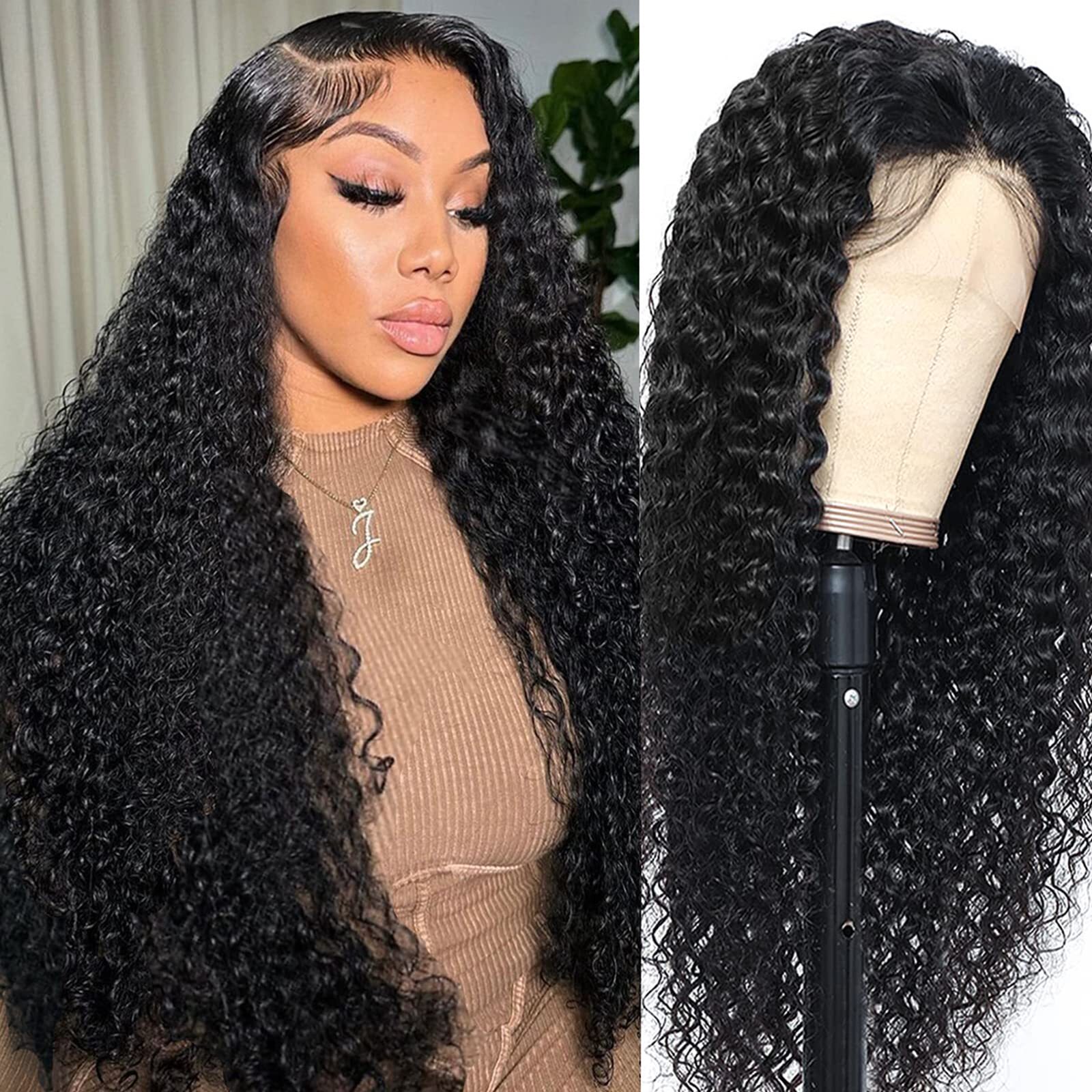 20Inch Deep Wave Lace Front Wigs Human Hair-13×4 HD Transparent Deep Wave Fro…