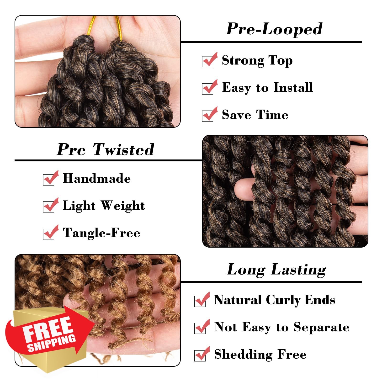 Leeven Passion Twist Hair 12 Inch Ombre T27 8 Packs