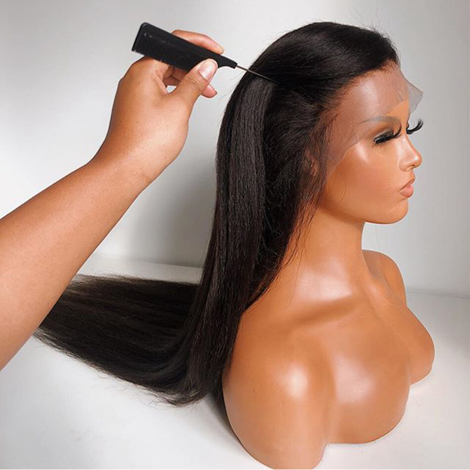 Yaki Straight 13×4 Lace Front Wigs Human Hair For Black Women Glueless 13X6 Wigs