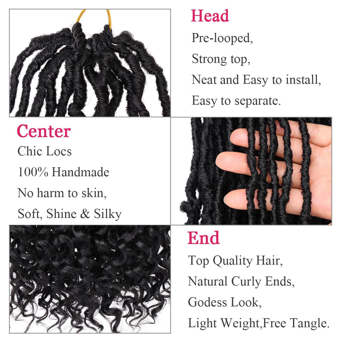 7 Packs Faux Locs with Curly Ends 18 Inch Pre-Looped Goddess Locs Crochet Hair 8