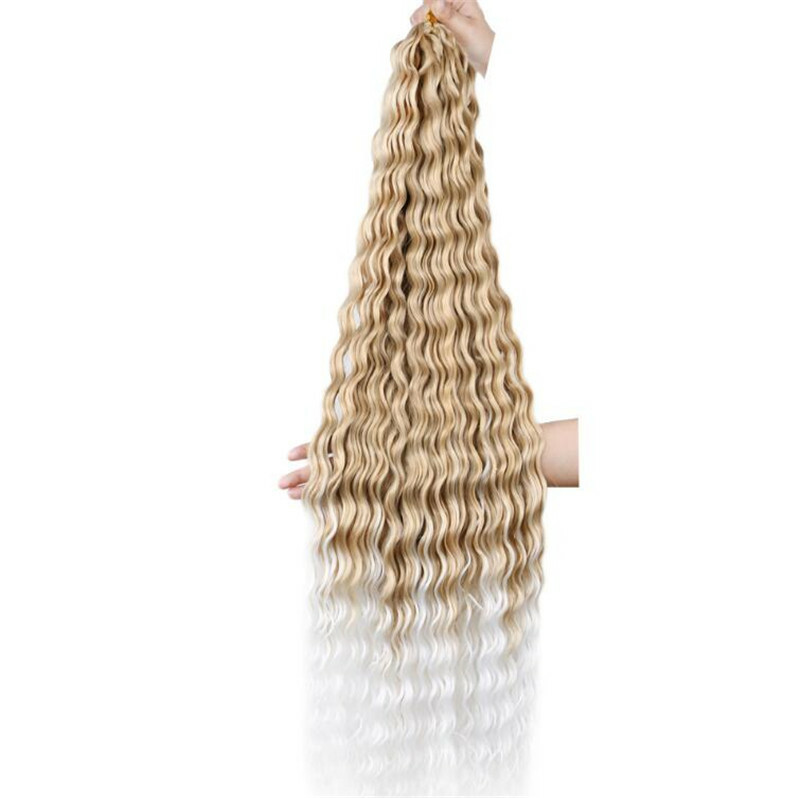 30″ Deep Wave Crochet Bulk Braids Synthetic Ocean Wave Crochet Hair Extensions
