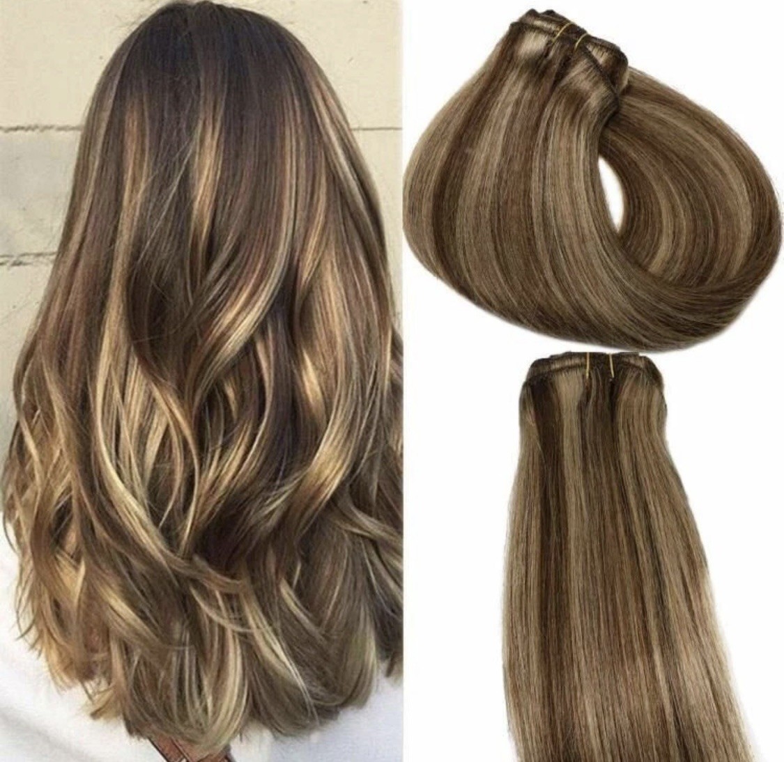 Human Hair Extensions Sew In 8 Wefts 15” (4) And 10” (4)