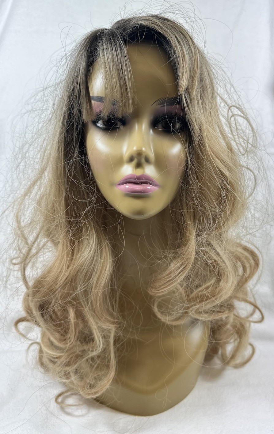Golden Blonde Wig Dark Roots Long Layered Curly With Bangs Cosplay Goldilocks