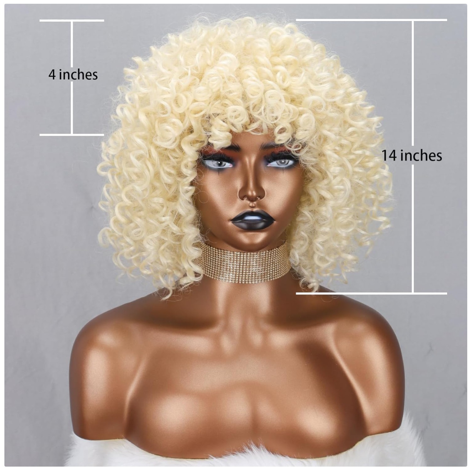 Light Blonde Afro Kinky Curly Wig for Women – 70s Style
