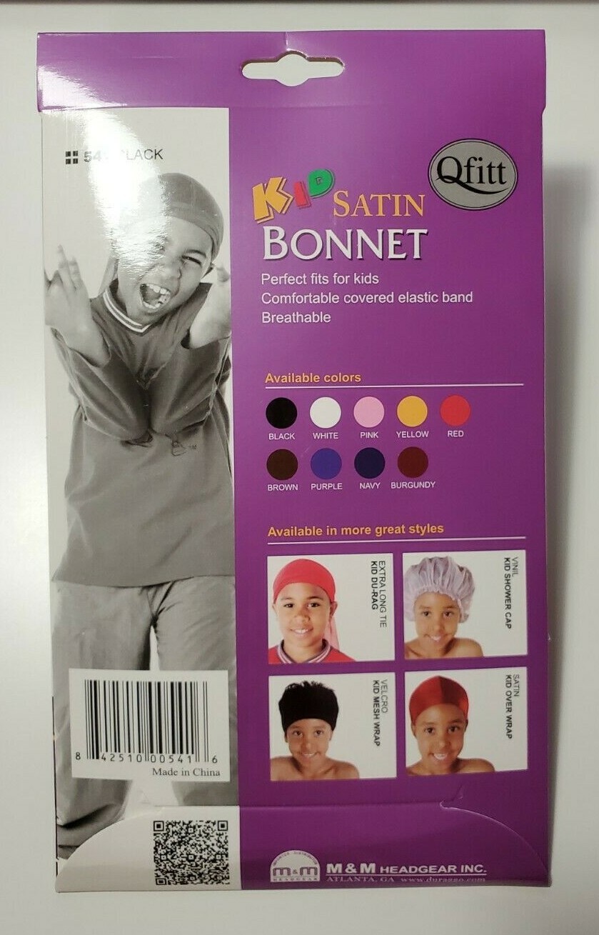 Qfitt Kid Satin Bonnet Black #541
