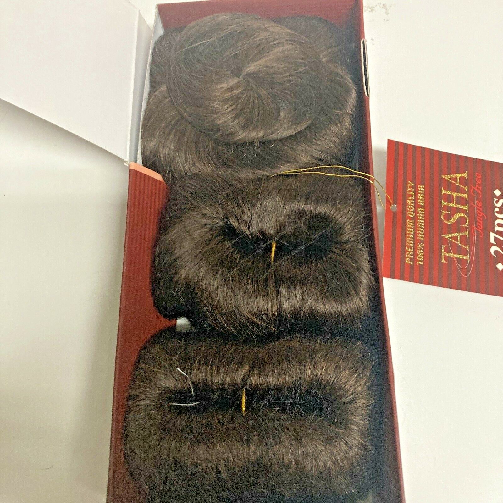 ONE PACK TASHA 27 PCS PREMIUM QUALITY 100% HUMAN HAIR COLOR #4 INCLUDE CLOSURE