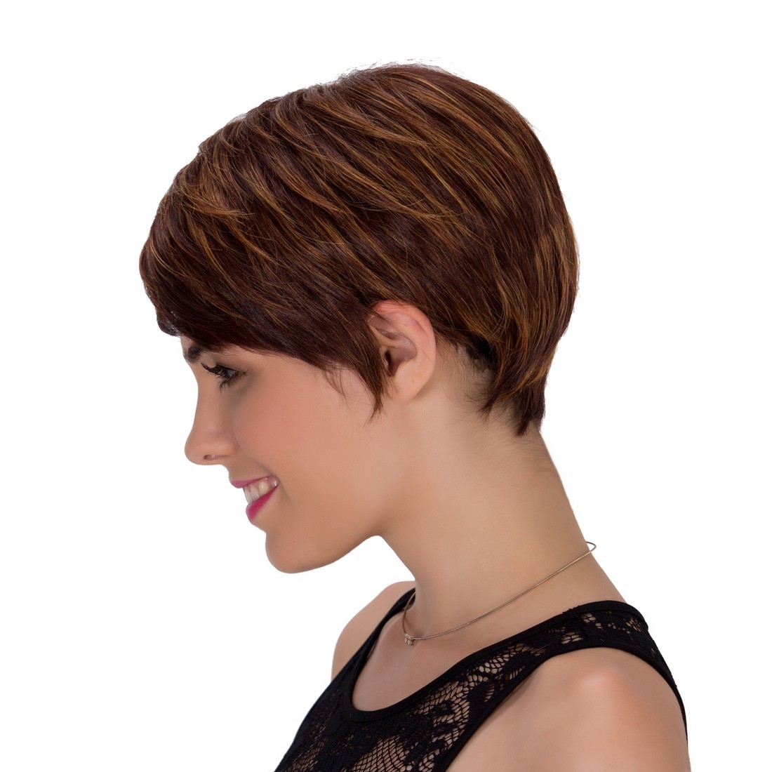 New Short Light Brown Layered Women’s Synthetic Wig 6Inch