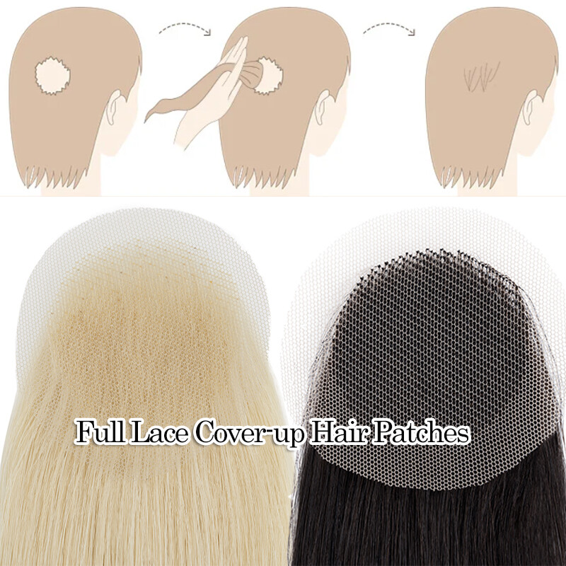 Thin Skin Hairline Bald Spot Hair Patch Frontal Hairpiece 100% Remy Human Hair