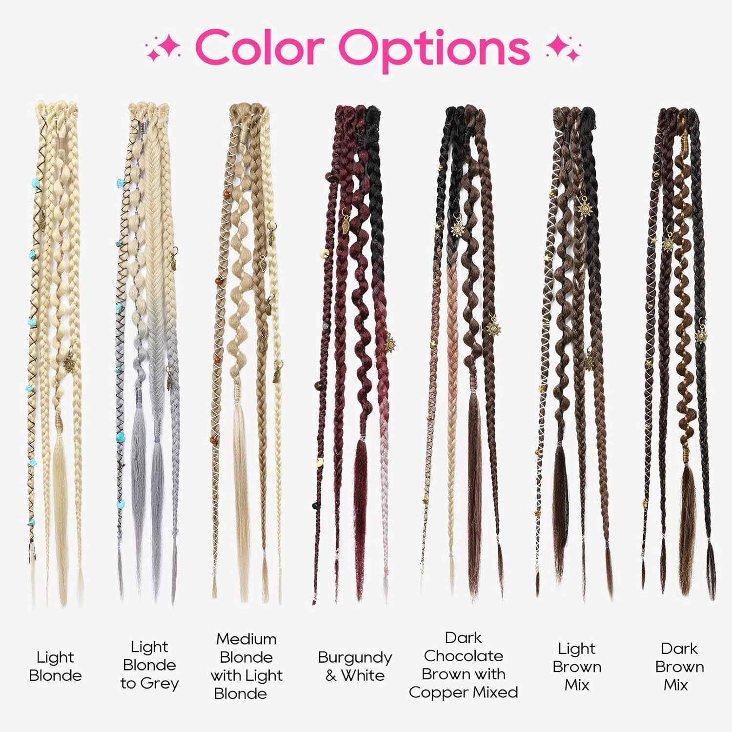 Clip in Braids Extension Boho Dreadlocks Viking Braids on Clips Medival Hair Acc