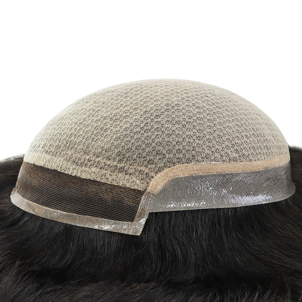 Mens Toupee Human Hair System Silk Top French Lace Front Hairpiece I-lACE #NC