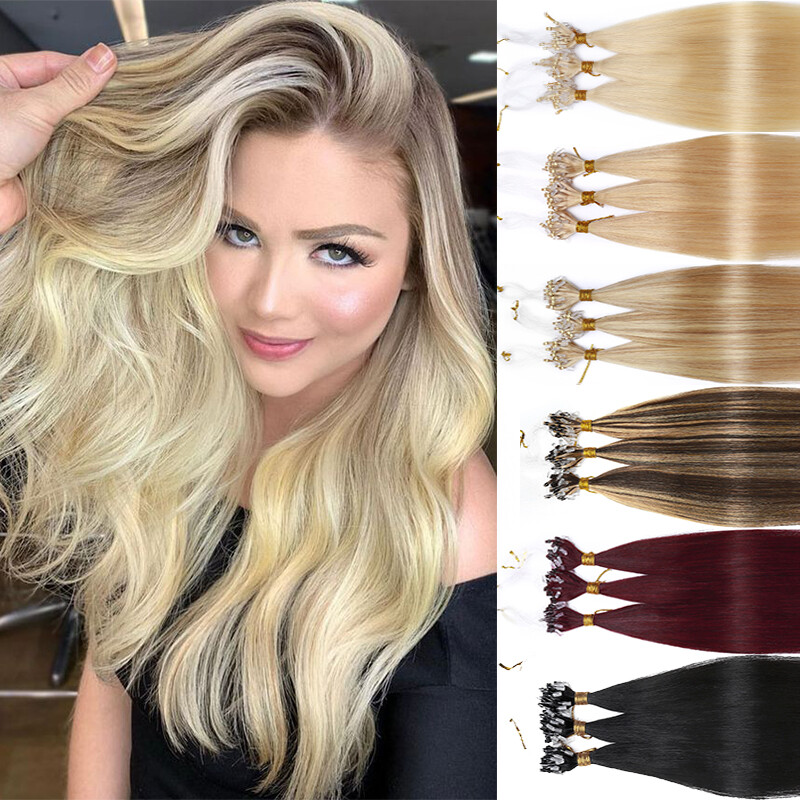 1G/S Micro Beads Link Micro Loop Ring Tip 100% Real Remy Human Hair Extensions
