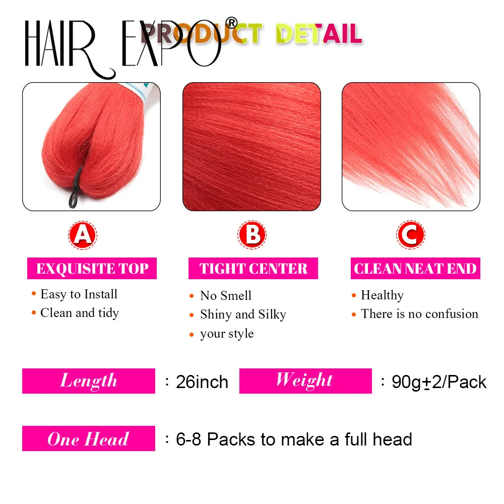 Purple Pre Stretched Braiding Hair Extensions 26Inch Synthetic Jumbo Braids For