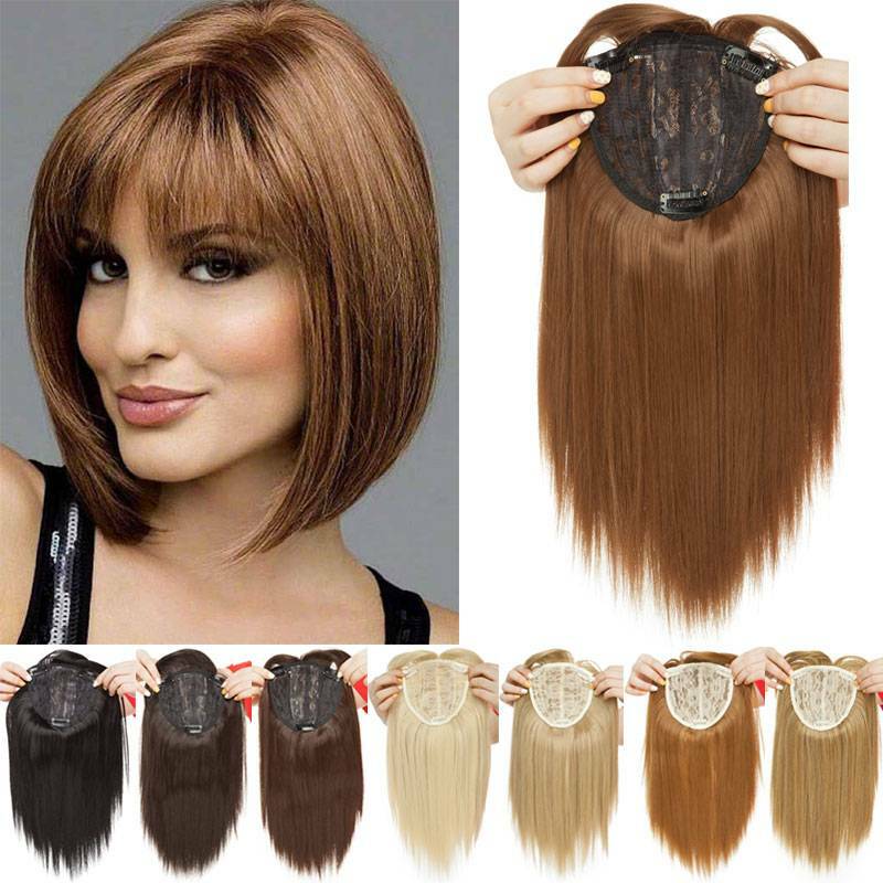 Thick Corn Wavy Topper Hair Clip In Mimic-Human Hair Extension Full Head Brown
