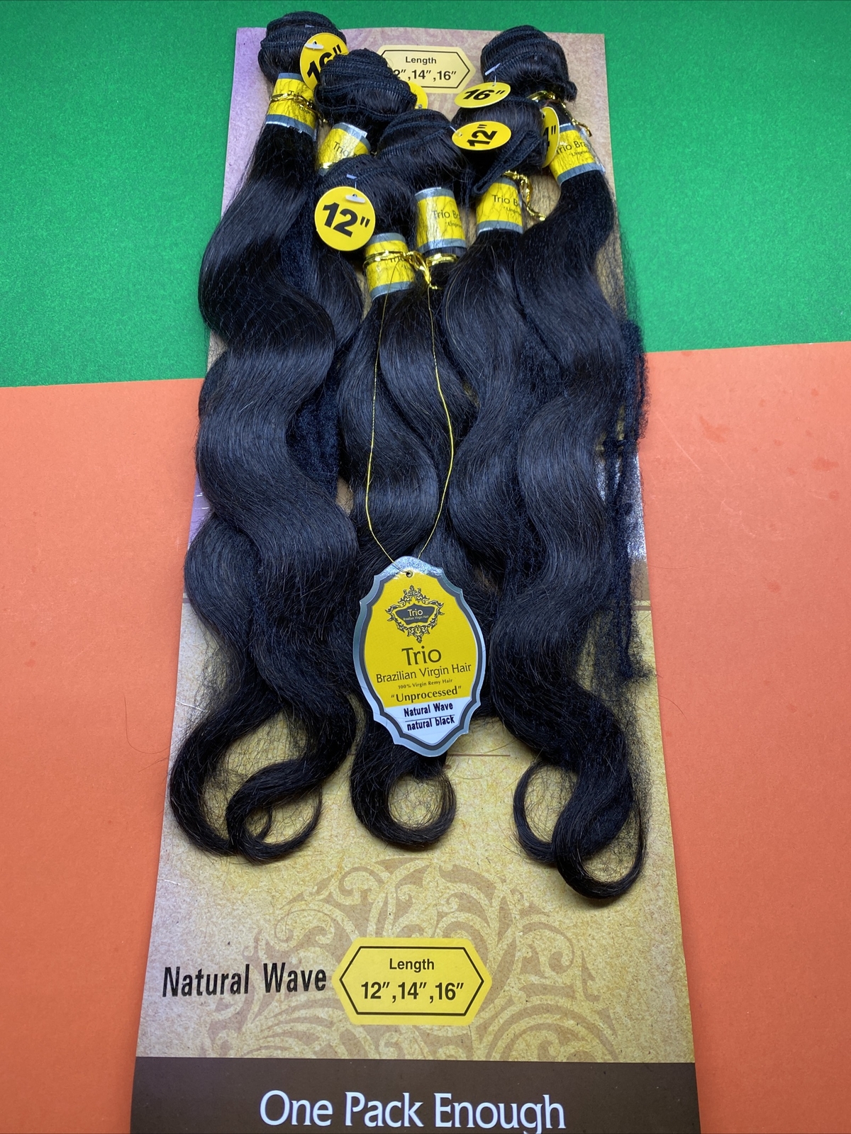 Trio Brazilian Virgin Bundle_12″_14″_16”_100% HUMAN HAIR UNPROCESSED_#N. BK