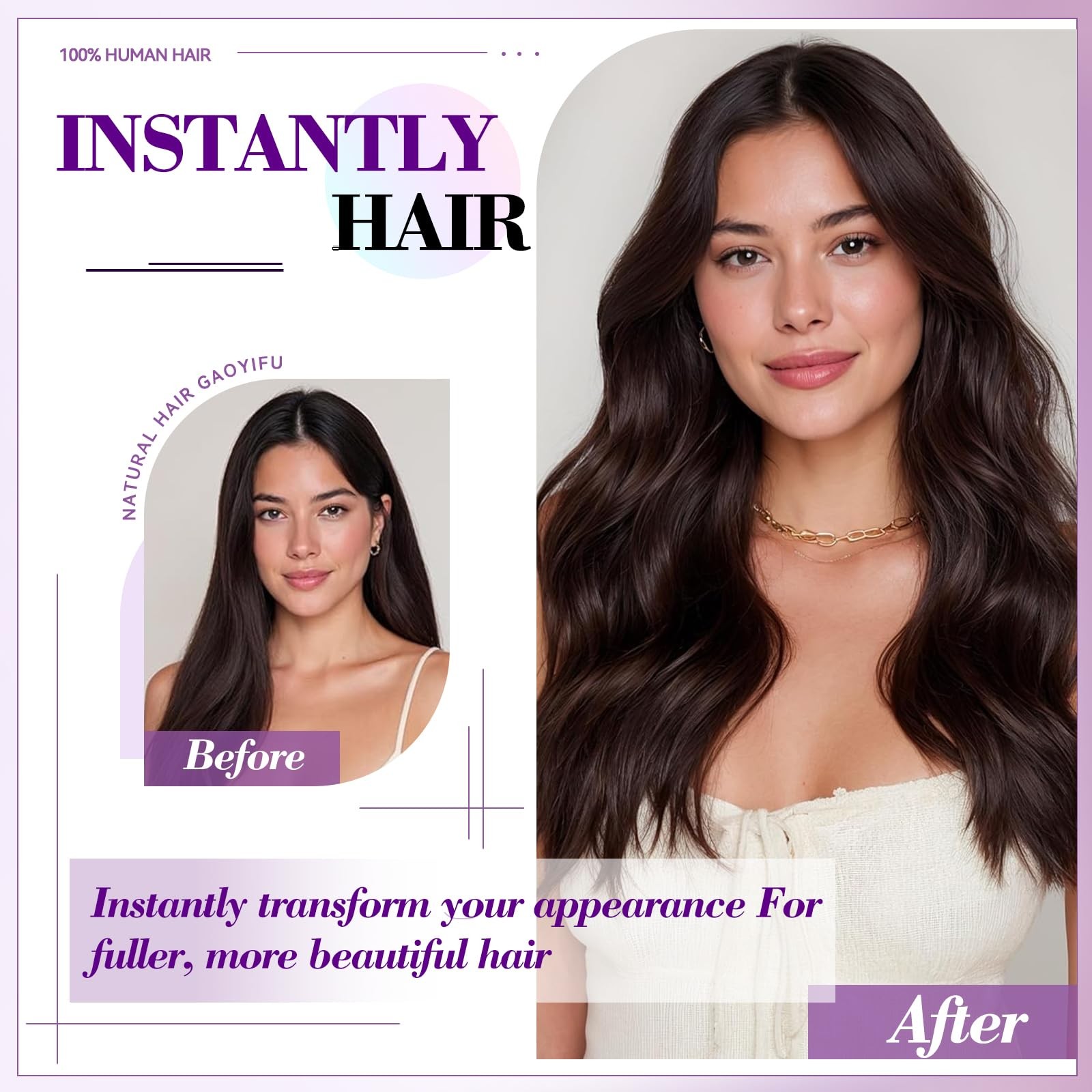 Setible Clip In Hair Extensions Real Human Hair 24 Inch 120G/4.2Oz Straight