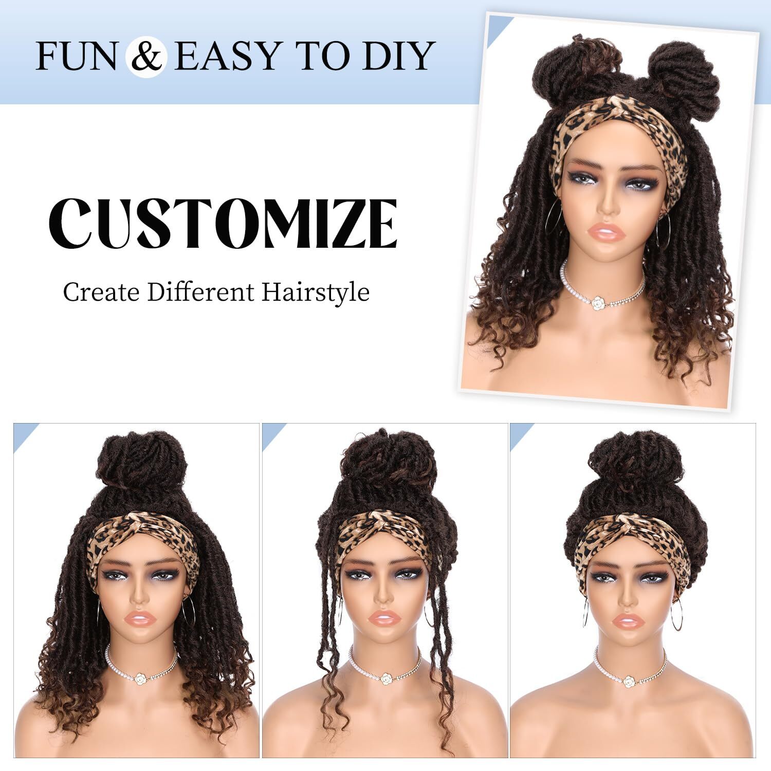 30 Inch Headband Dreadlock Wig Short Faux Locs Hairstyle For Women