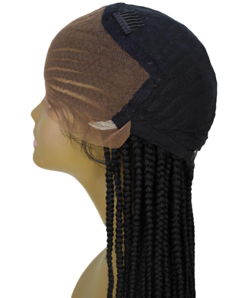LUXLUXE Aina Straight 29 Inch Long 13X5 Hand-Tied Lace Braided Wig BLT-0133