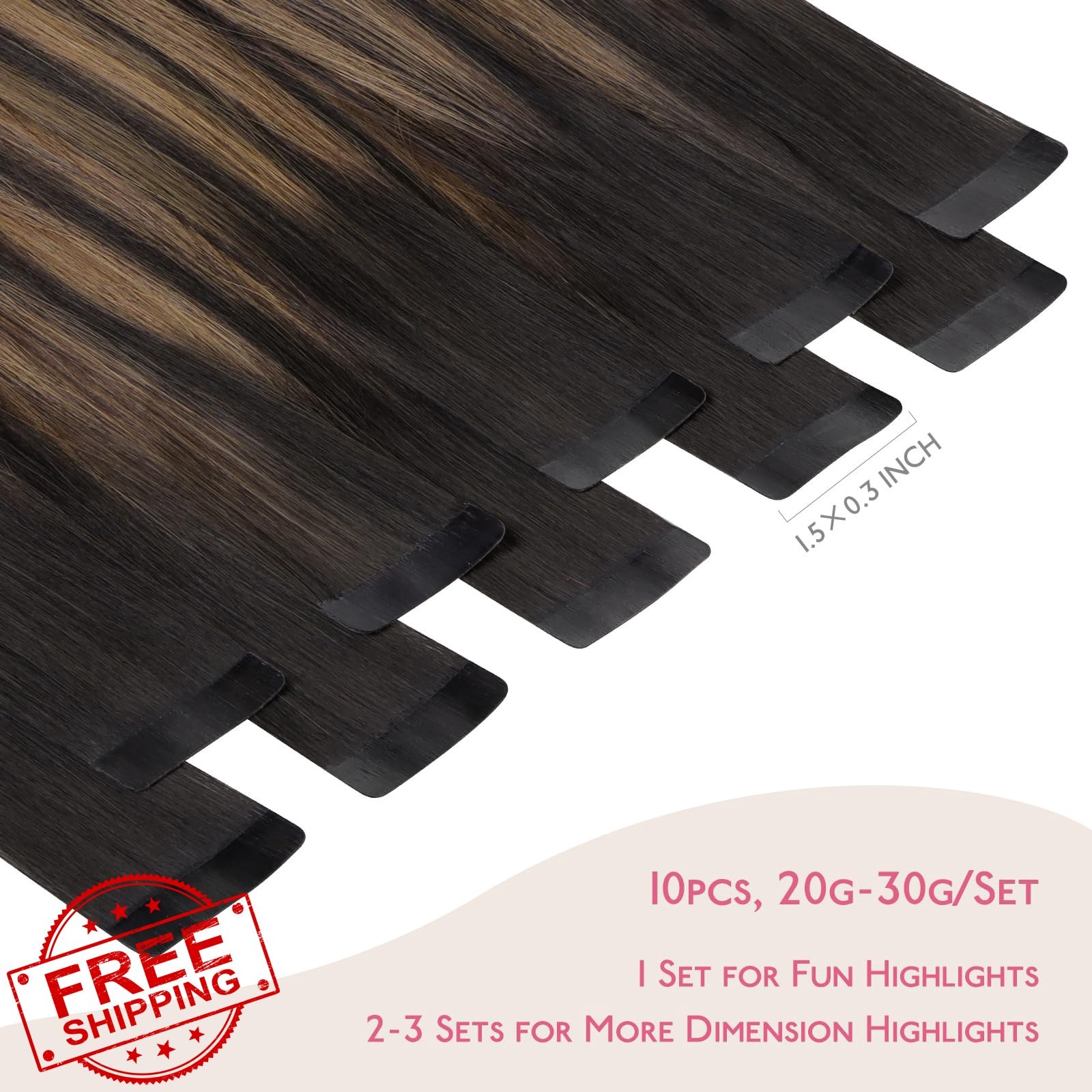 Wennalife Tape in Hair Extensions Black Chestnut 12 inch 20g 10pcs