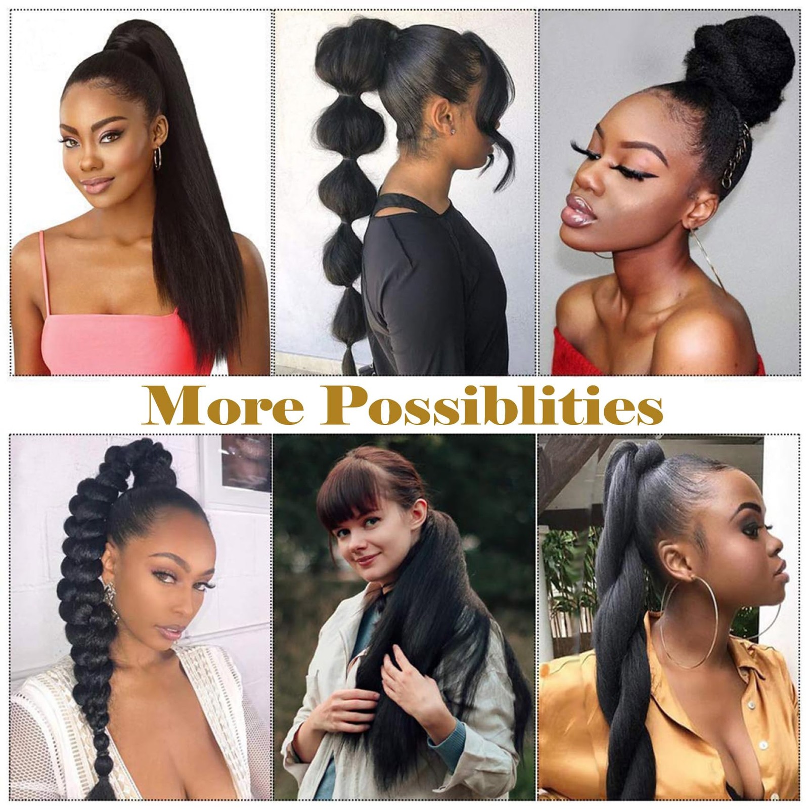 Grey Yaki Straight Drawstring Ponytail for Women 16inch Salt and Pepper Yaki …
