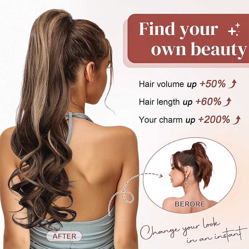 Claw Clip in Ponytail Extensions Wavy Long Hair Piece Pony Tail Real As Human US