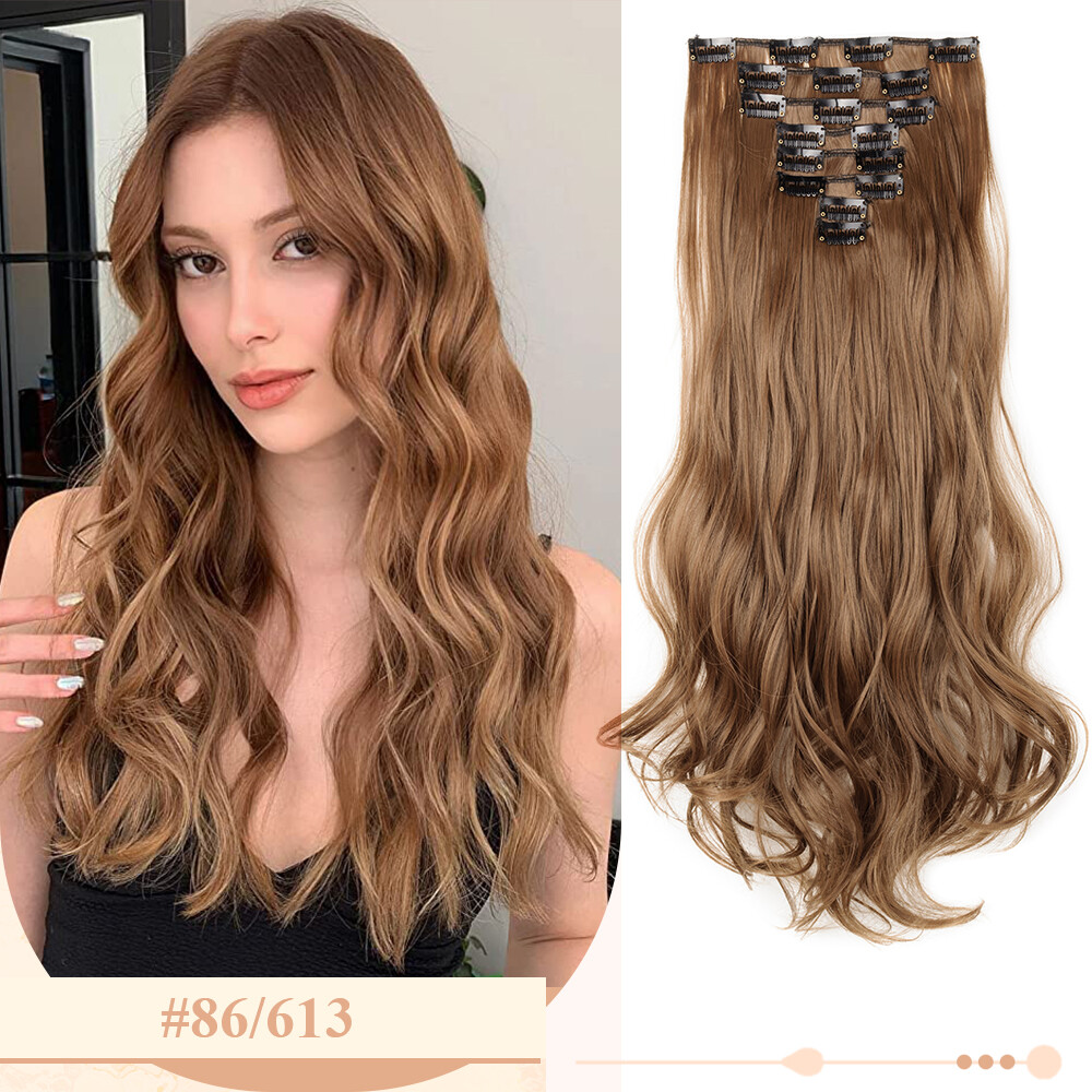 US Fast Ombre Long Clip In as Human Remy Hair Extensions 8Pcs Full Head 18 Clips