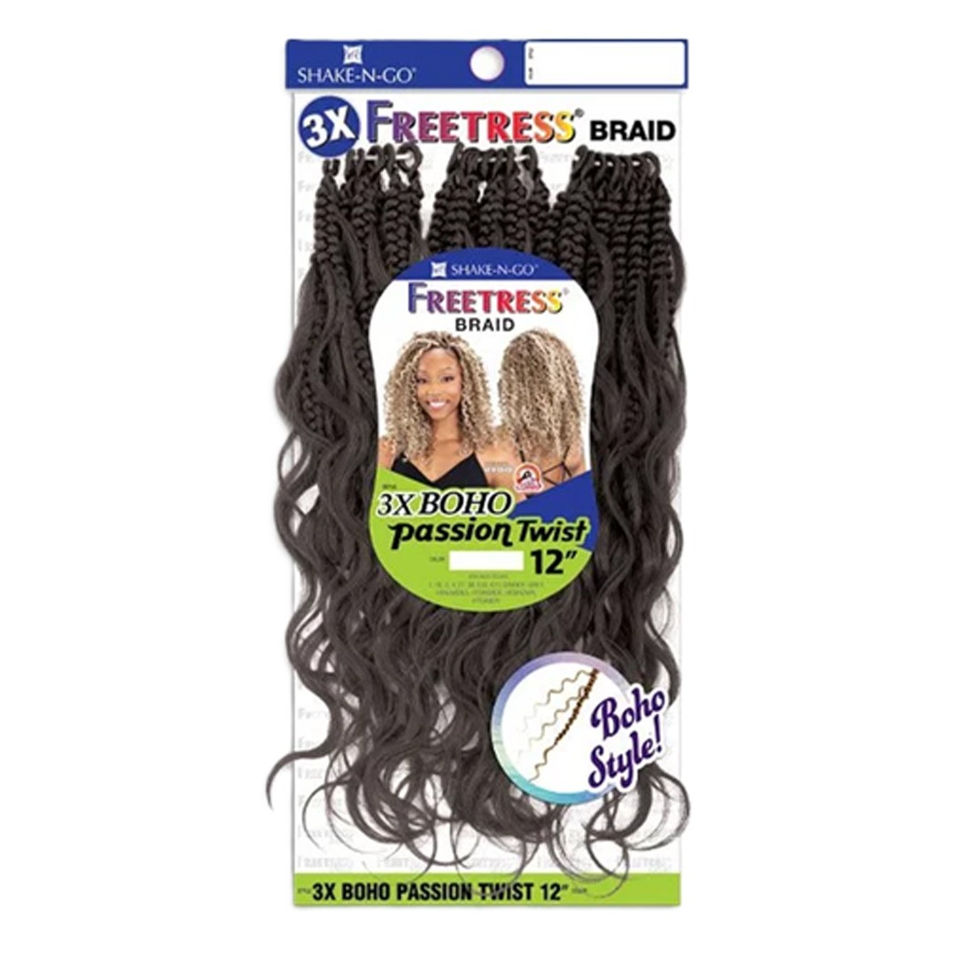 Shake N Go Freetress Synthetic Braid – 3x Boho Passion Twist 12″
