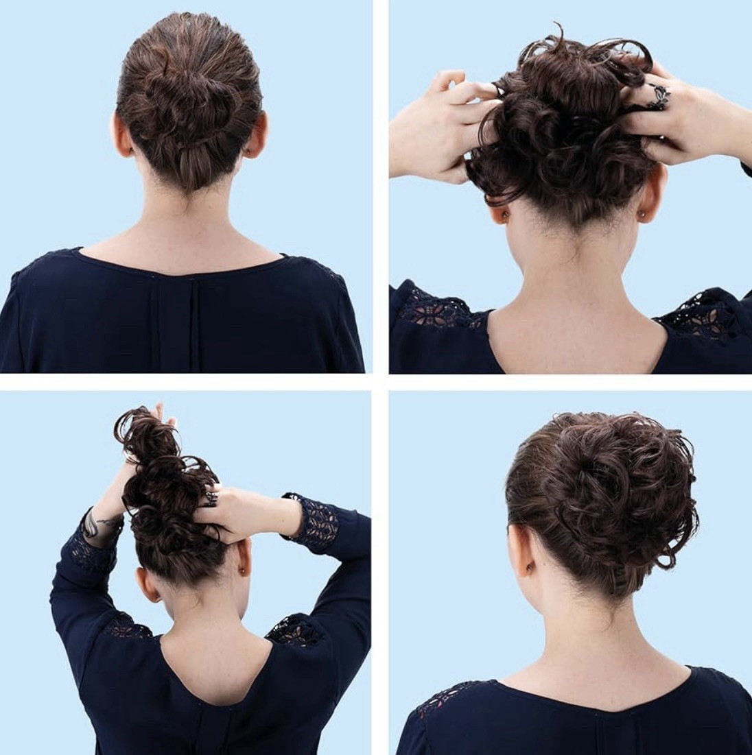 Big Hairpiece Scrunchy Updo Curly Messy Bun – Brown/Gray Mix