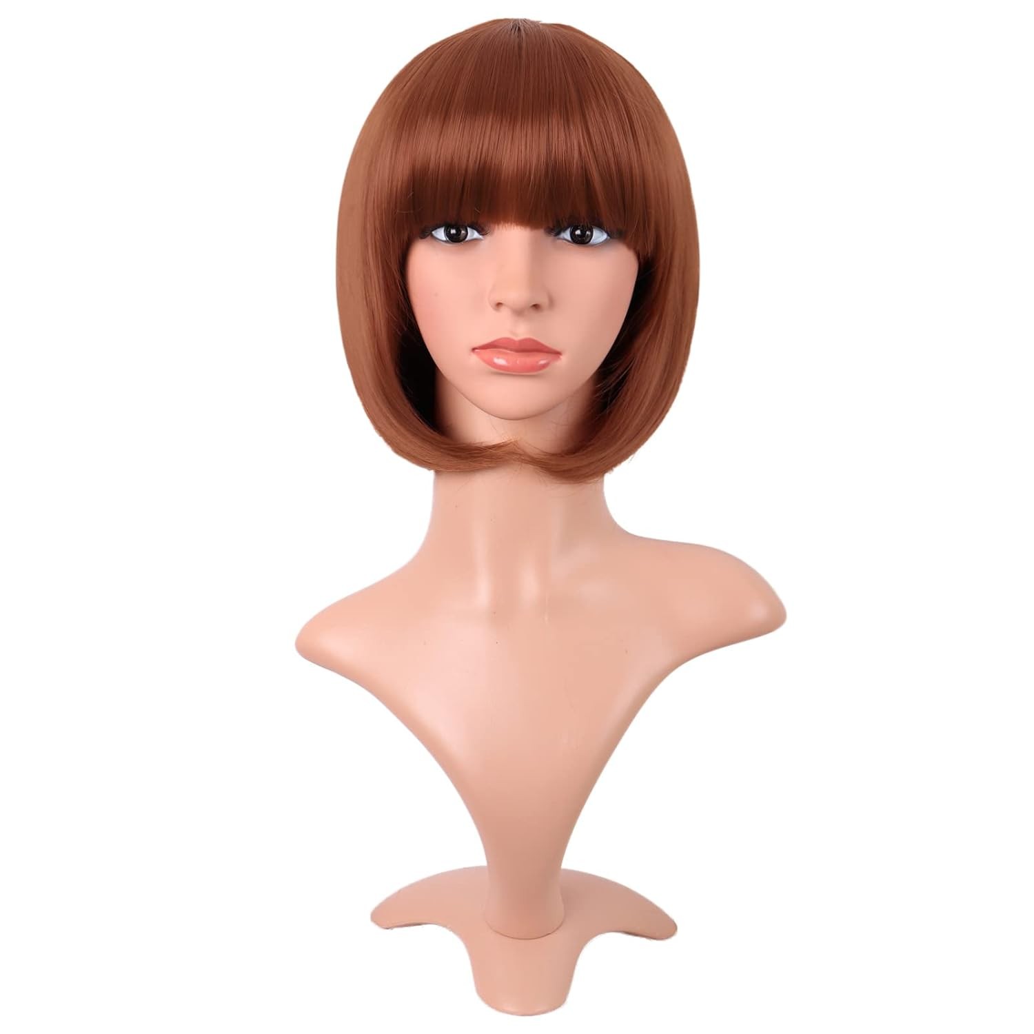 12 In/30cm Fashion Lady Short Straight Flat Bangs Bob Wig (Black)