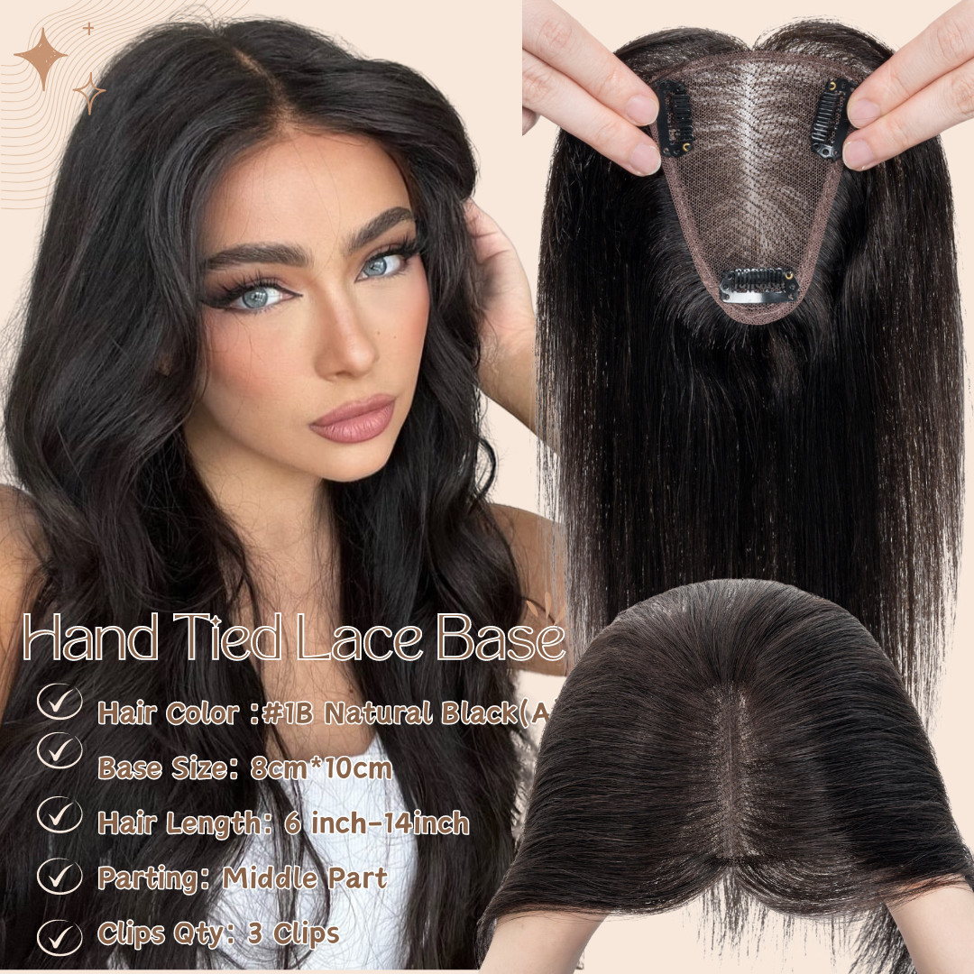 Clip In Hair Topper Toupee 100% Human Hair Extensions Piece For Thinning Hair US
