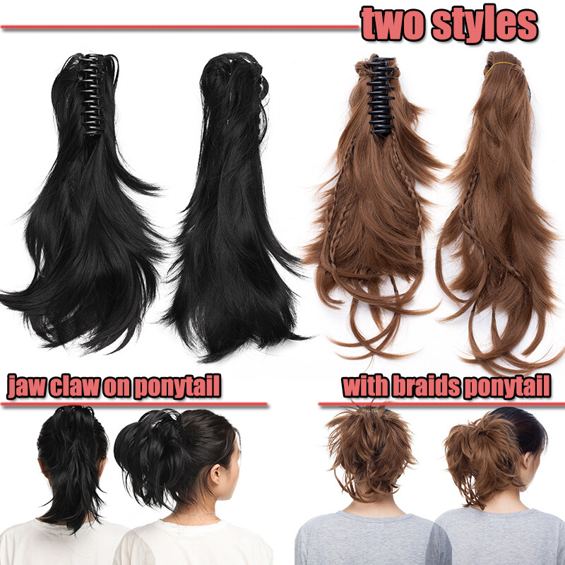 12″ Short Pony Tail Hairpiece Claw Clip On Bendable Messy Hair Extensions Soft