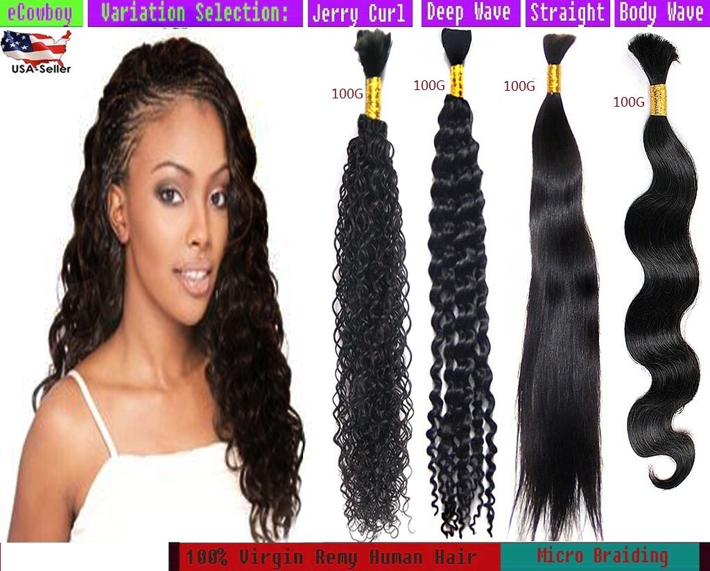 Diamond Grade Bulk Hair for Micro Braids 100% Human mink Hair 100g/bundle – 22″