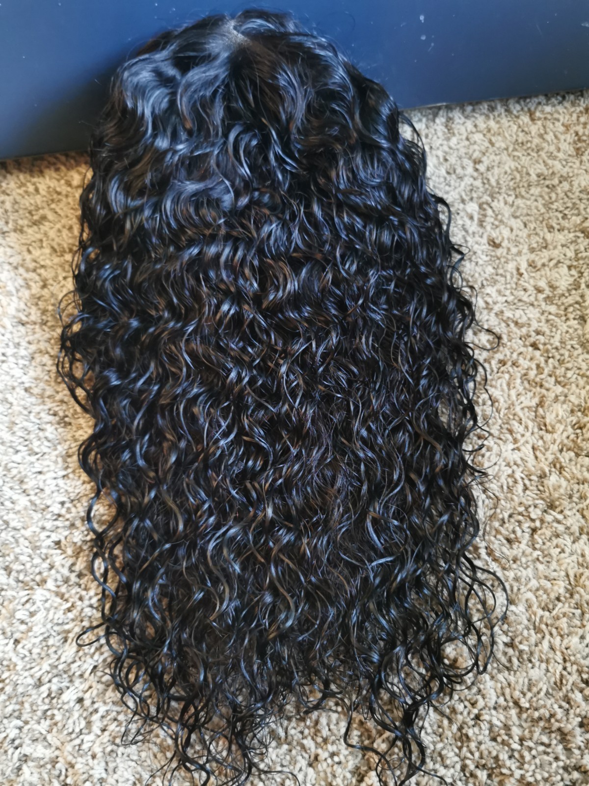 New 16″ Ashimary Human Hair Invisi-Strap Water Wave 360 Lace Frontal Wig 1B
