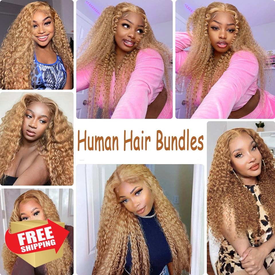 FuivJuix #27 Blonde Water Wave Human Hair 28 Inch 3 Bundles