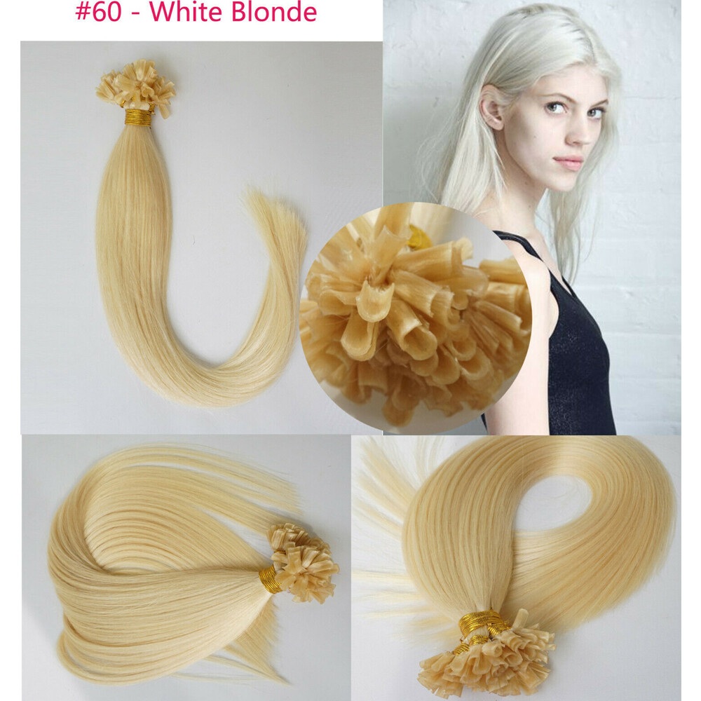 Pre Bonded Keratin Glue Nail U Tip 100% Real Remy Human Hair Extensions Thick 1g