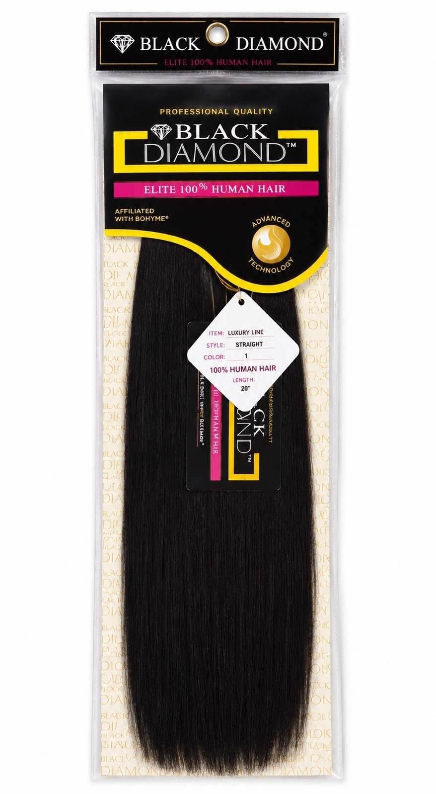 Black Diamond Elite 100% Human Bulk Hair Braiding Straight Weave 20” Color #1