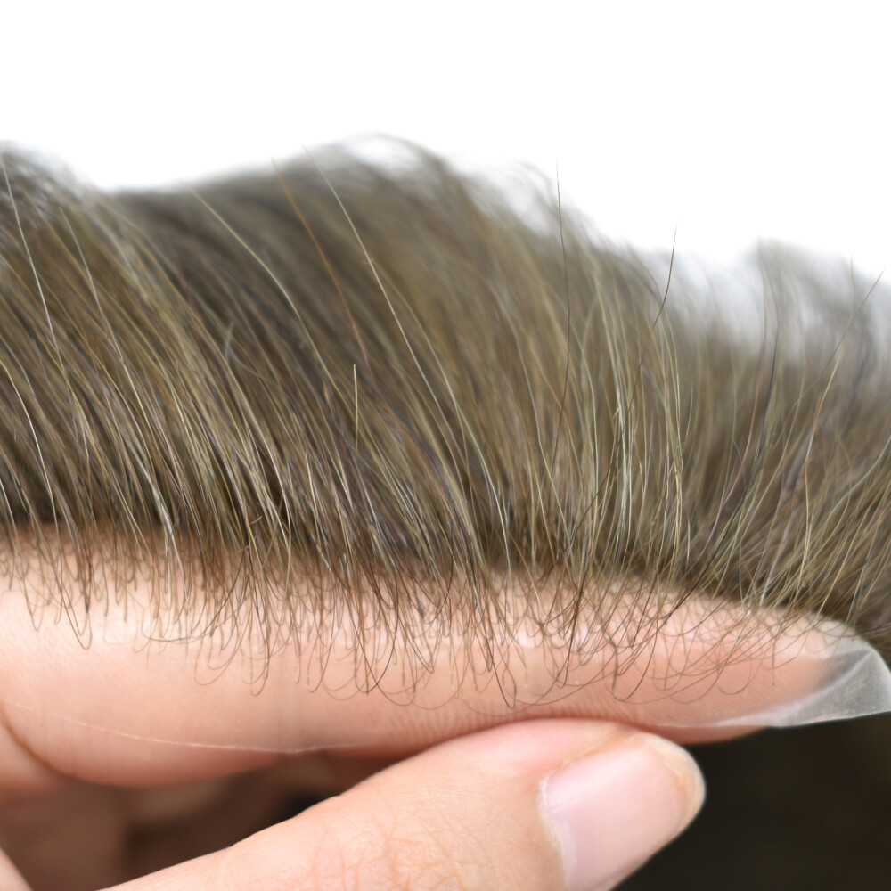 Invisible Ultra Thin Skin Mens Toupee Hair Replacement Poly Hairpiece PU Systems