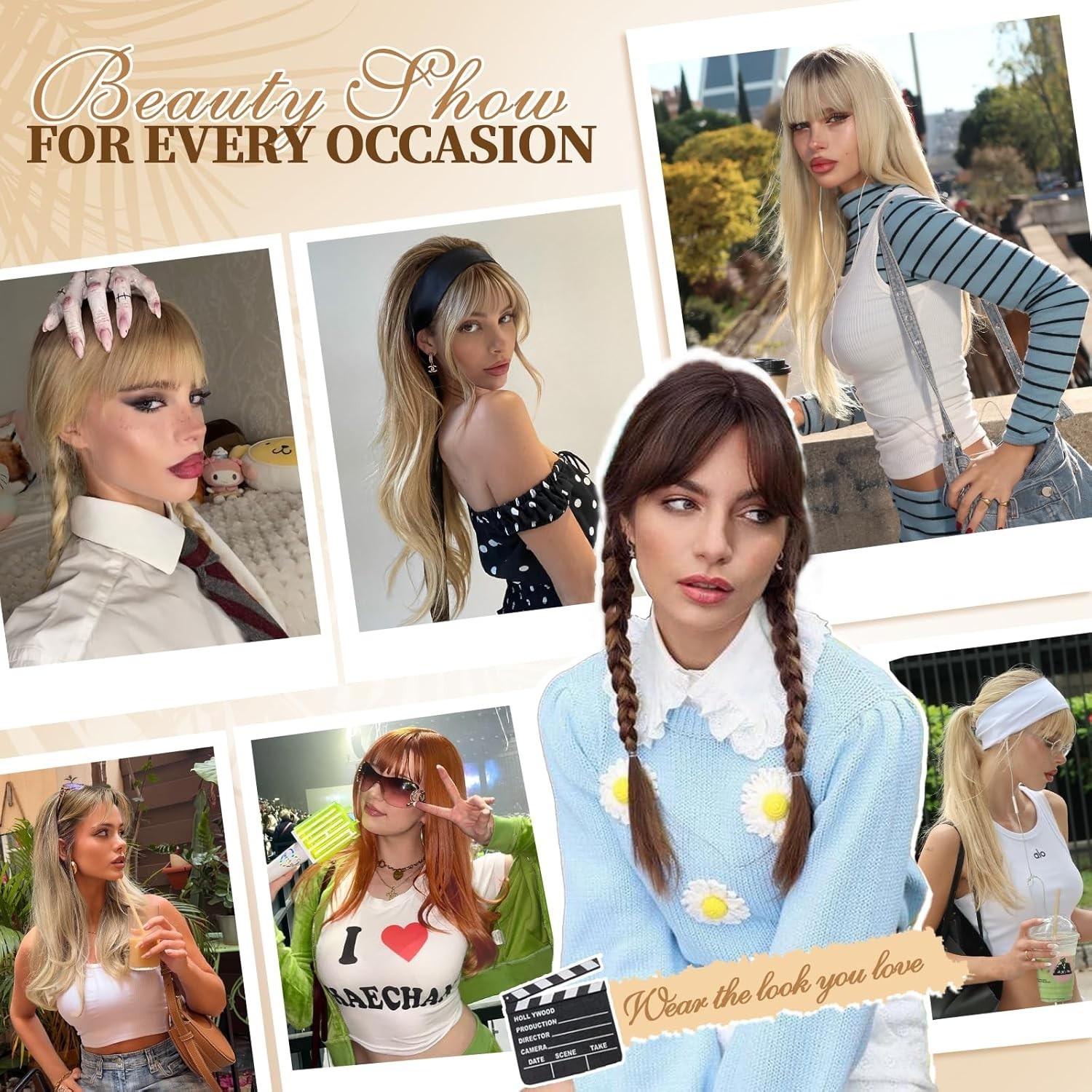 Ombre Blonde Wig with Bangs for Women, Long Layered 4×4 Realistic Scalp, Free Pa