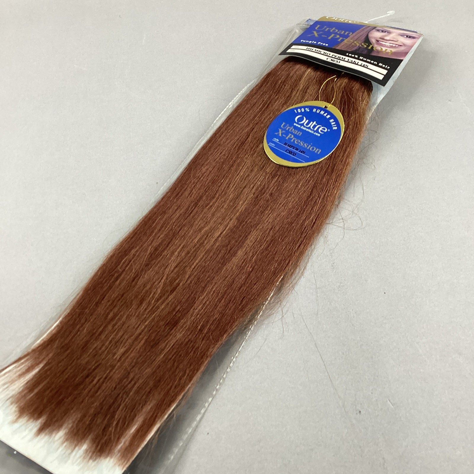 14” Urban Yaki #C30/33 Auburn Brown Straight 100% Human Hair Weft Extensions