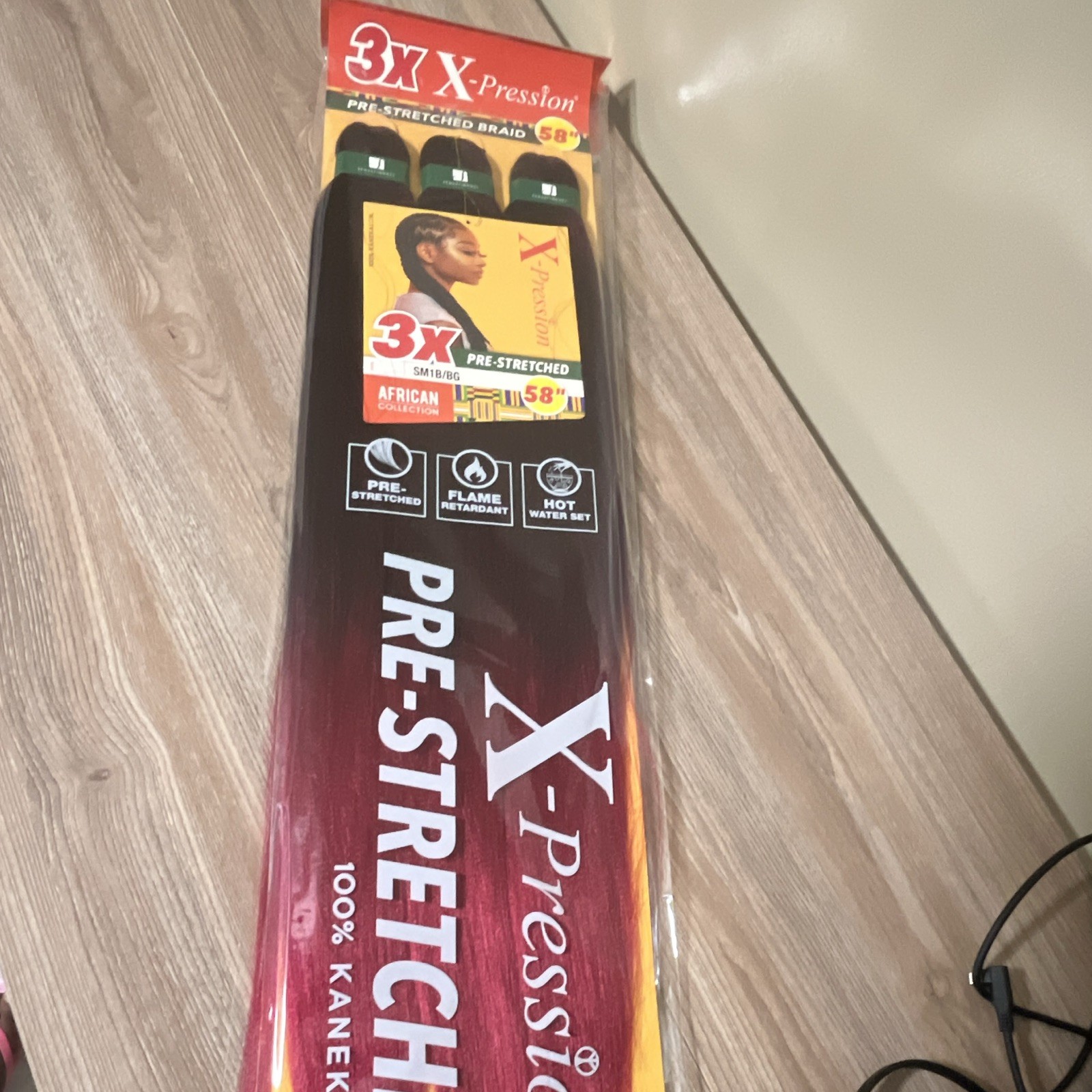 X-Pression Pre-Stretched Braiding Hair 58 in Black 1pack 3pc