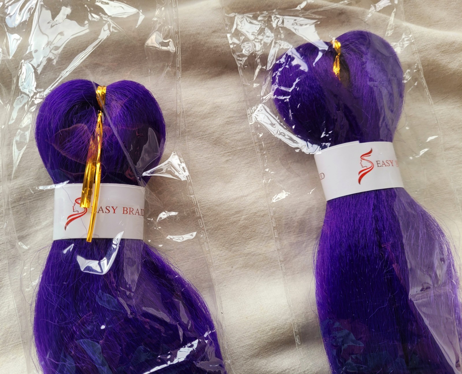 TWO NEW! Purple Braiding Hair, Pre-Stretched, Approximately 28 Inches Long