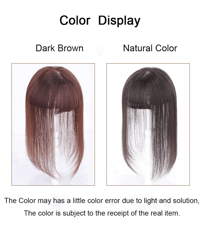 100% Human Hair Toupee Clip in Hairpiece Thin Topper with Bangs Top Hair Pieces