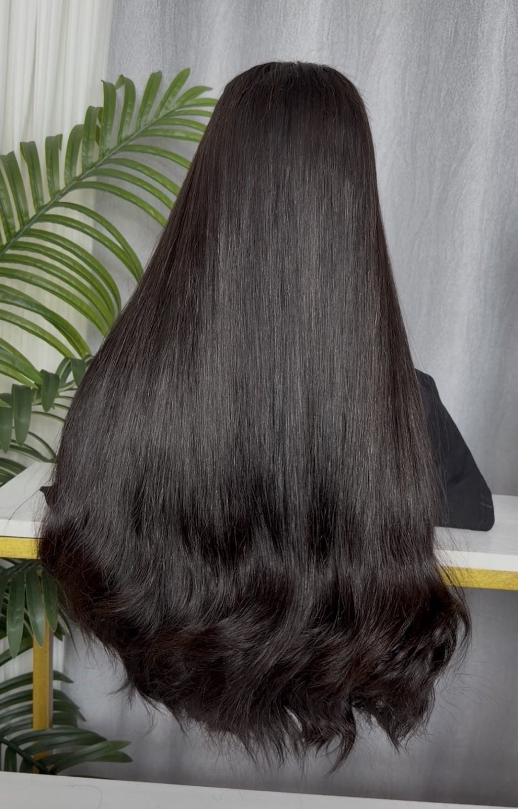 A Raw Indian Hair Single donor hair Straight with curly wig 22 inches 5×5 HD