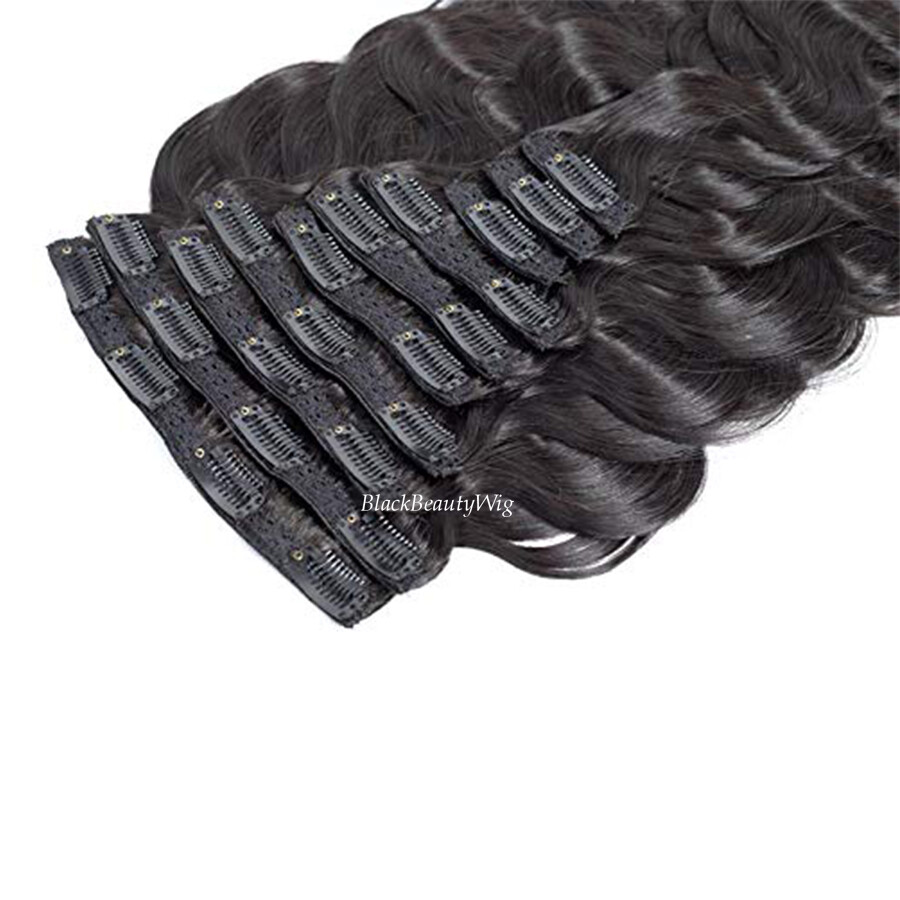 Long Wavy Clip in Human Hair Extension Brazilian Body Wave Clip on Hair 100-150g