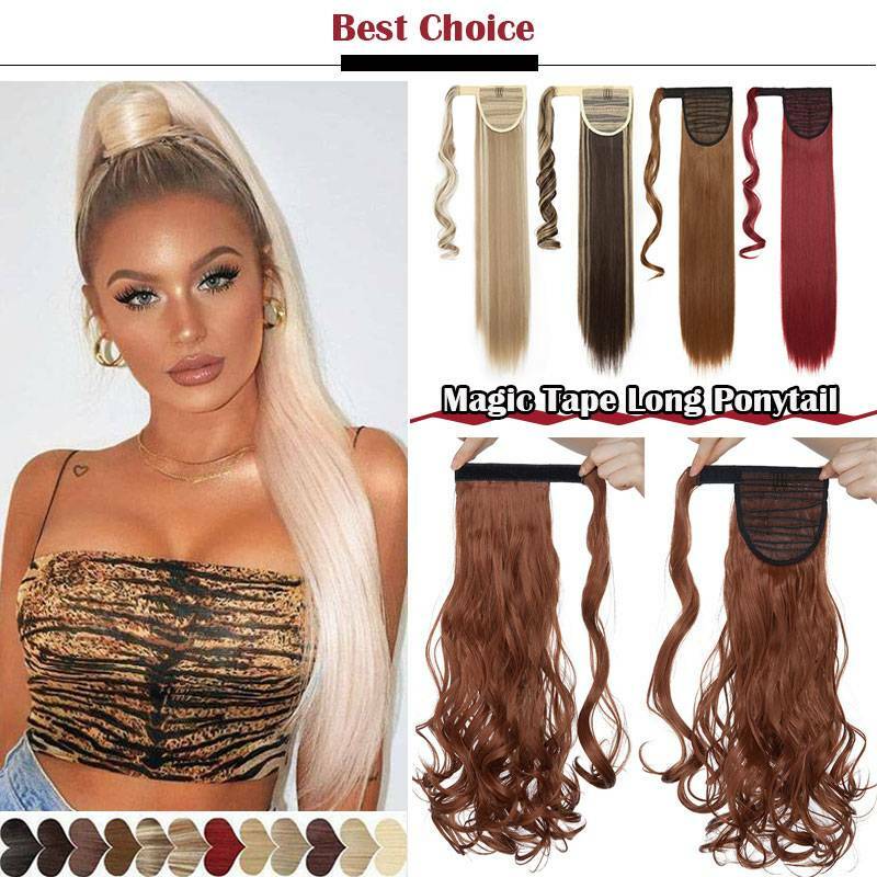 Long THICK Ponytail Clip In Hair Extensions Wrap On Pony tail Hairpiece as Human
