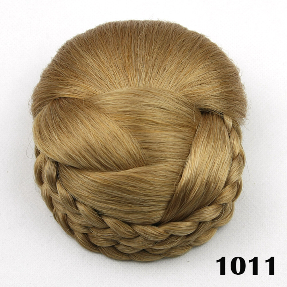 Elegant Braided Bun Chignons for Women Girls Clip In Hair Piece Updo Cover Wigs