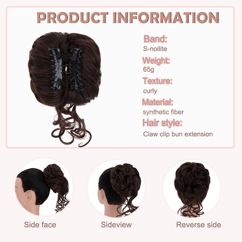 Real As Human Messy Bun Chignon Claw Clip in Hair Extensions Thick Scrunchie 65g
