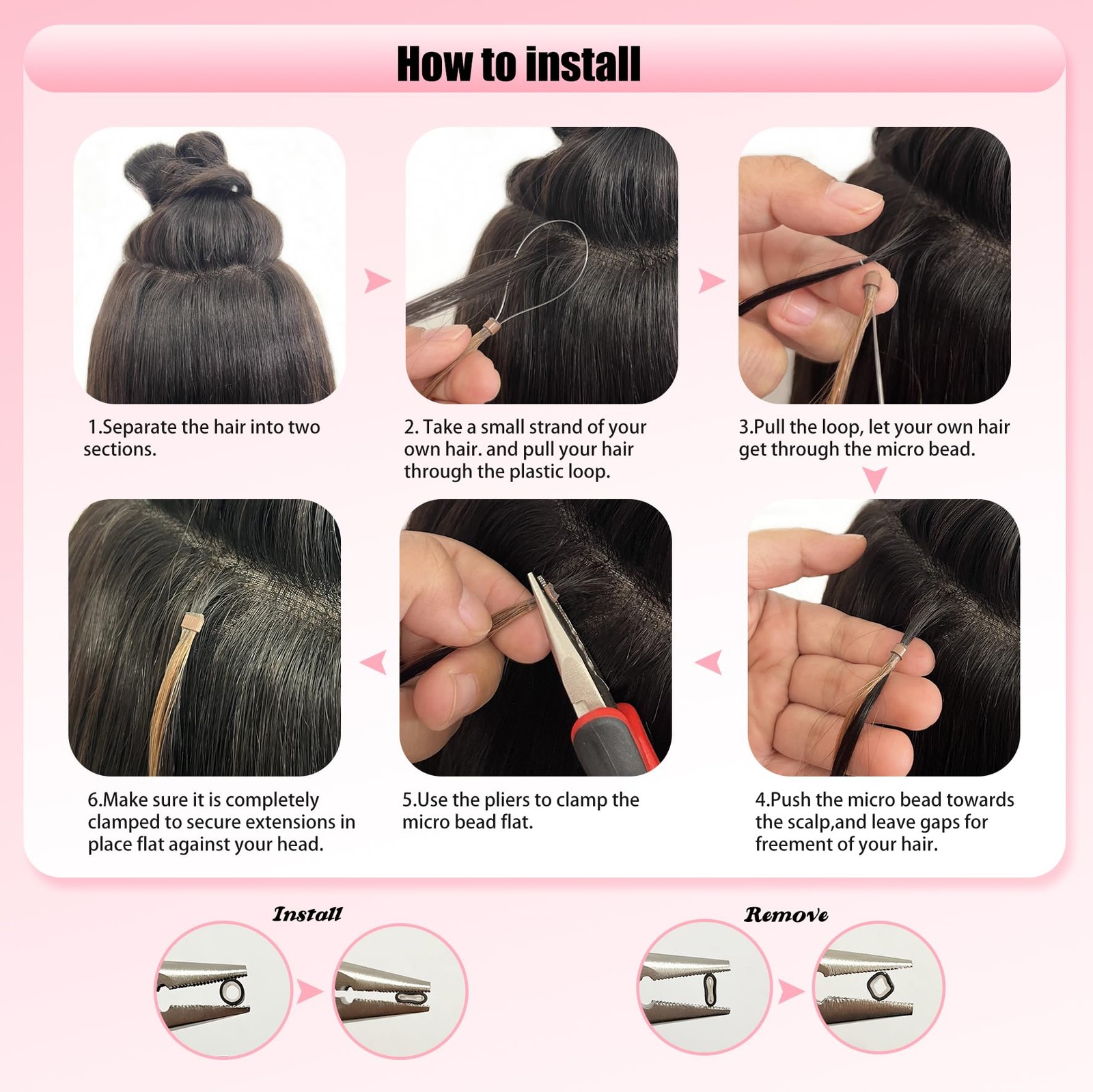 Senmy Microlink Hair Extensions Human Hair 16Inch 50G/Pack Micro Bead Hair